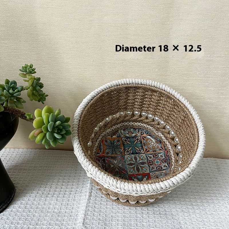 Handmade Storage Basket Woven With Hemp Rope