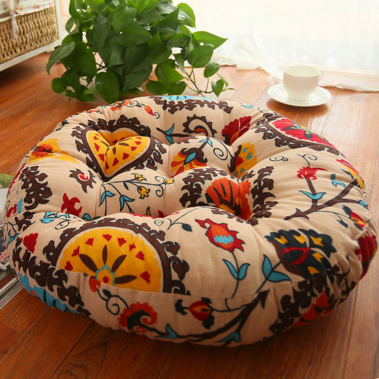 Cotton And Hemp Thickened Round Cushion