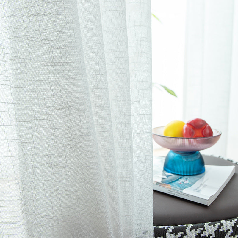 Big Belly Hemp Gauze Blackout Curtains Simple White Screens Living Room Balcony Bay Window
