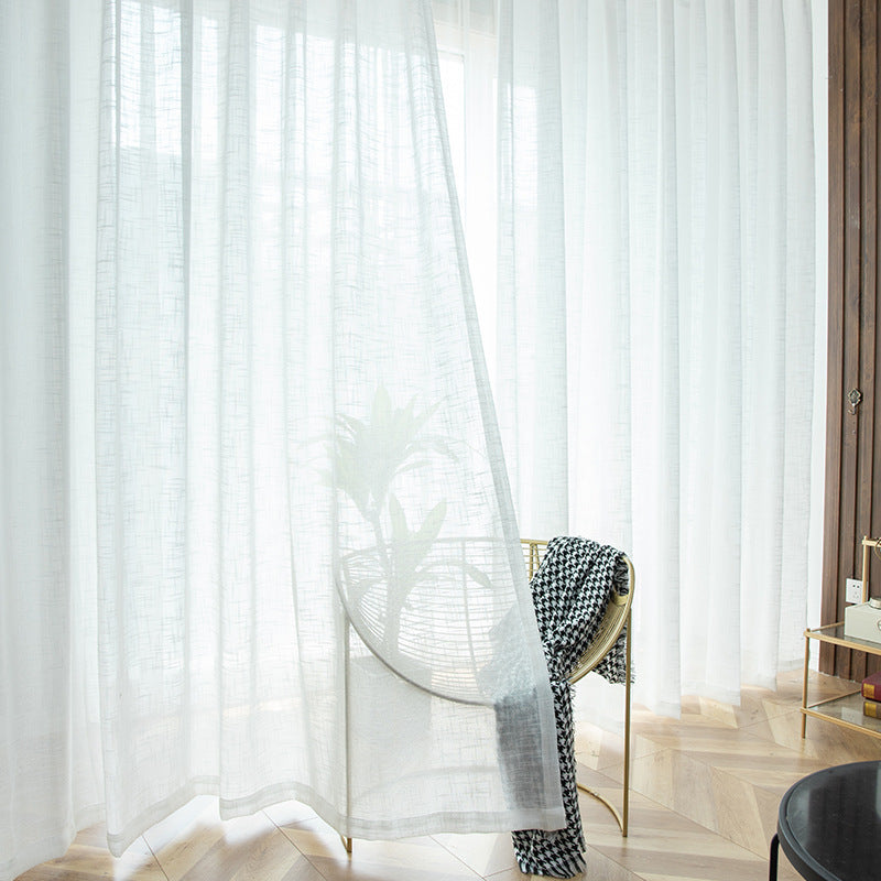 Big Belly Hemp Gauze Blackout Curtains Simple White Screens Living Room Balcony Bay Window