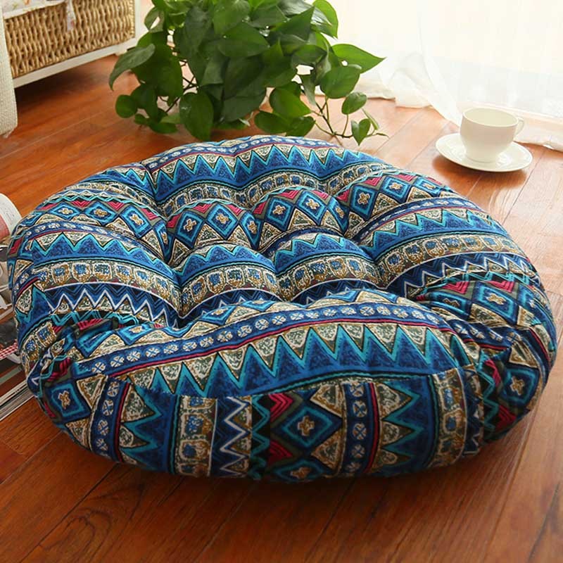 Cotton And Hemp Thickened Round Cushion