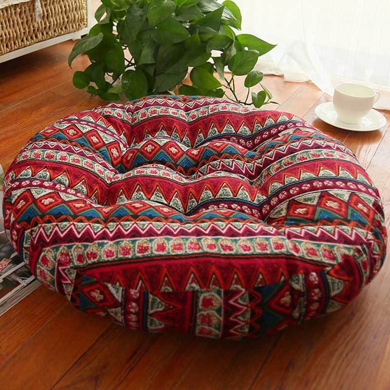 Cotton And Hemp Thickened Round Cushion