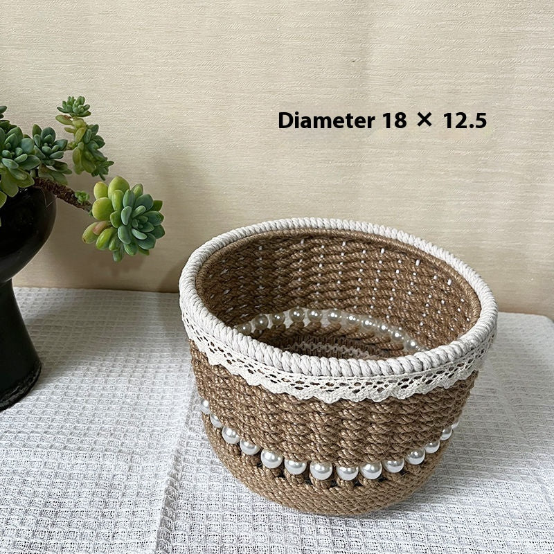 Handmade Storage Basket Woven With Hemp Rope