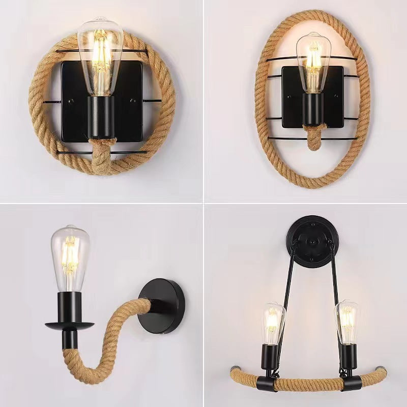 Hemp Rope Wall Lamp Retro Industrial Ideas